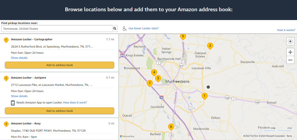 Amazon hub page